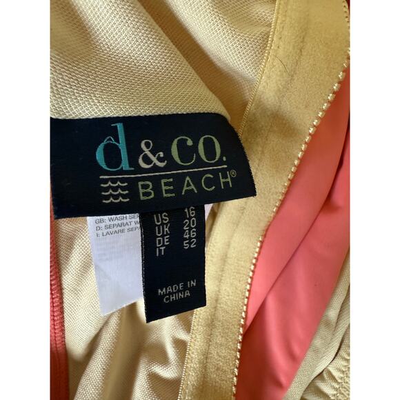 D & Co Beach Coral Tropical Print Tankini Swim Top Women’s 16 Adjustable Straps - Picture 6 of 9